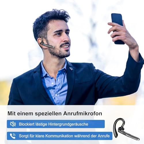 Headset Bluetooth 6.1 mit CVC8.0 Noise Cancelling Dual Mikrofon 100 Std Spielzeit In Ear Kopfhörer Zwei-Geräte-Verbindung Headset mit LED Ladebox Freisprech Handy Ohrhörer für Autofahren/Business/Büro Bild 3