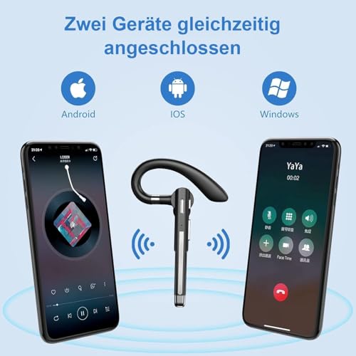 Headset Bluetooth 6.1 mit CVC8.0 Noise Cancelling Dual Mikrofon 100 Std Spielzeit In Ear Kopfhörer Zwei-Geräte-Verbindung Headset mit LED Ladebox Freisprech Handy Ohrhörer für Autofahren/Business/Büro Bild 6