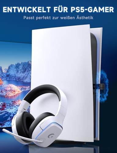 Gvyugke Wireless Gaming Headset mit Mikrofon für PS5/PS4/PC/Switch/Mac, 2.4GHz & BT 5.3 Kabellos (≤20ms) & 3.5mm Kabel Kopfhörer, Noise Cancelling Mic, 7.1 Surround, 70H Akku, RGB, Faltbar Bild 2