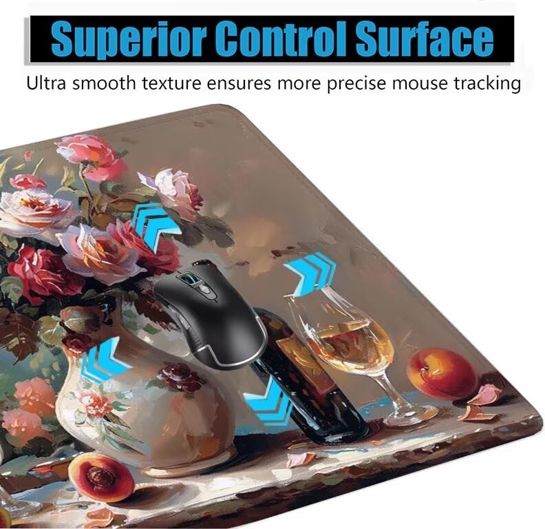 Schreibtischunterlage Retro Mauspad XXL 120x60cm Mousepad Vase Gaming Mauspad mit Nicht rutschender Unterlage, Vernähte Kanten WassXerdicht Anti-Rutsch Maus Pad für Laptop, Office Geschenke F0-1187 Bild 5