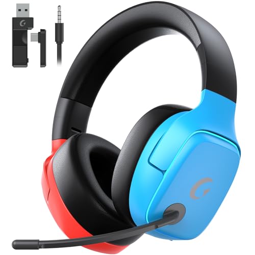 Gvyugke Wireless Gaming Headset mit Mikrofon für PS5/PS4/PC/Switch/Mac, 2.4GHz & BT 5.3 Kabellos (≤20ms) & 3.5mm Kabel Kopfhörer, Noise Cancelling Mic, 7.1 Surround, 70H Akku, RGB, Faltbar Bild 1
