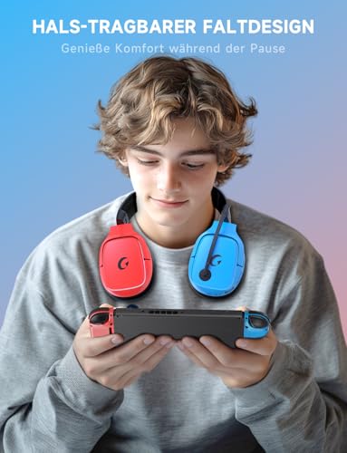 Gvyugke Wireless Gaming Headset mit Mikrofon für PS5/PS4/PC/Switch/Mac, 2.4GHz & BT 5.3 Kabellos (≤20ms) & 3.5mm Kabel Kopfhörer, Noise Cancelling Mic, 7.1 Surround, 70H Akku, RGB, Faltbar Bild 6
