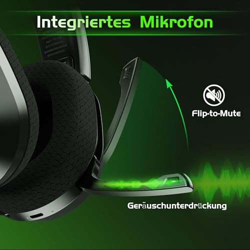 Gvyugke Wireless Gaming Headset für Xbox Series X|S/One, PS5, PS4, PC, Switch, Mac, 2.4GHz & Bluetooth 5.4 Kabelloses & 3.5 mm Kopfhörer mit Noise-Cancelling Mikrofon, Flip-to-Mute Funktion Bild 4