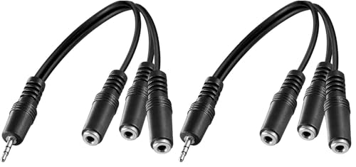F57S Audio Kabel Splitter Adapter 3,5mm Klinke auf 3X 3,5mm Buchse MP3 Handy PC, 3 Wege Kopfhörer Splitter für PC Gaming Headset, PS4, Xbox One, Smartphones und Laptops, ca. 30cm (Packung mit 2) Bild 1