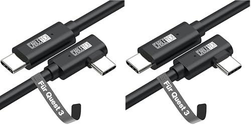 CABLETEX 5m Link Kabel für Meta Quest 3, Oculus Quest 2, PICO 4, PSVR2, Steam VR – USB 3.2 USB C Kabel für VR Headset und Gaming PC, 5 Gbit/s Datenübertragung (Packung mit 2) Bild 1