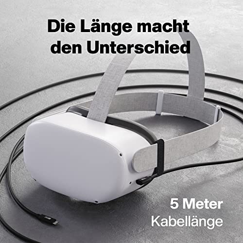 CABLETEX 5m Link Kabel für Meta Quest 3, Oculus Quest 2, PICO 4, PSVR2, Steam VR – USB 3.2 USB C Kabel für VR Headset und Gaming PC, 5 Gbit/s Datenübertragung (Packung mit 2) Bild 5