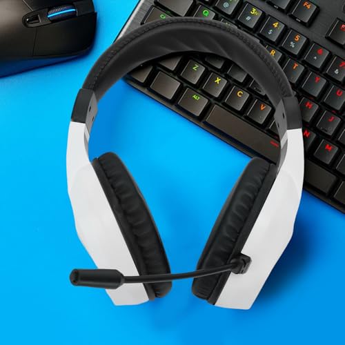 Fabater Kabelloses Gaming-Headset, 2,4 G Bluetooth 5.4, Verlustfreies mit Geräuschunterdrückendem Mikrofon und RGB-Licht, Gaming-Kopfhörer mit Mikrofon für PC, Wiederaufladbar, Typ C (White) Bild 5