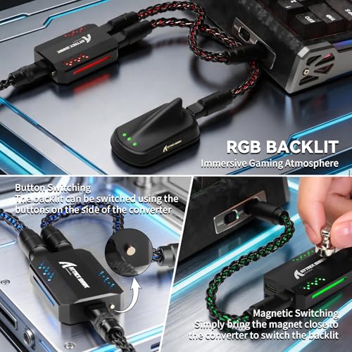 ATTACK SHARK C07PRO 8 KHz 2-in-1 Typc C Gaming-Tastaturkabel, RGB-Beleuchtung, Braided Dual-USB-C-Ladekabel aus Single Crystal Copper, CNC 6063-Aluminium, für Mäuse/PC/MacBook/Gamer, 1,56m(Schwarz) Bild 4