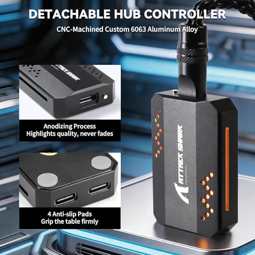 ATTACK SHARK C07PRO 8 KHz 2-in-1 Typc C Gaming-Tastaturkabel, RGB-Beleuchtung, Braided Dual-USB-C-Ladekabel aus Single Crystal Copper, CNC 6063-Aluminium, für Mäuse/PC/MacBook/Gamer, 1,56m(Schwarz) Bild 5