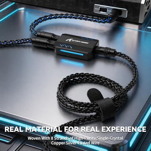 ATTACK SHARK C07PRO 8 KHz 2-in-1 Typc C Gaming-Tastaturkabel, RGB-Beleuchtung, Braided Dual-USB-C-Ladekabel aus Single Crystal Copper, CNC 6063-Aluminium, für Mäuse/PC/MacBook/Gamer, 1,56m(Schwarz) Bild 6