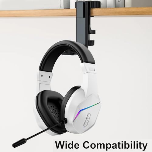 Bewinner Kabelloses Gaming-Headset mit Mikrofon mit Geräuschunterdrückung |2,4 G + Bluetooth 5.4 Dual-Modus, 40 Stunden Spielzeit und RGB-Beleuchtung für PC (White) Bild 3