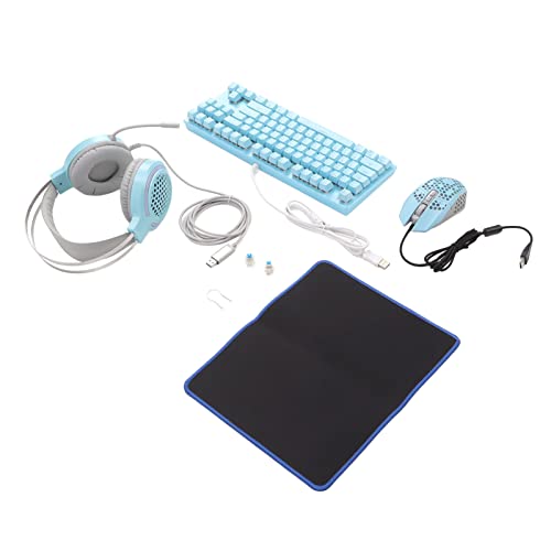 RGB-Beleuchtung, Mechanische Gaming-Tastatur, Maus, 7.1, USB-Headset, Leichtes, Komfortables Spielset für Gaming-Enthusiasten, ABS, Blau, 1 Set Bild 2