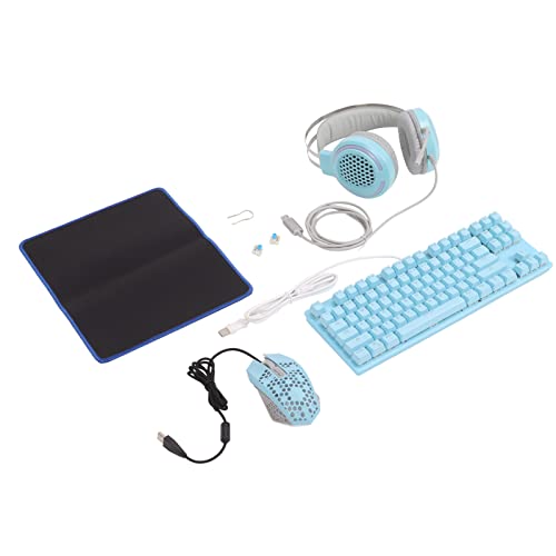 RGB-Beleuchtung, Mechanische Gaming-Tastatur, Maus, 7.1, USB-Headset, Leichtes, Komfortables Spielset für Gaming-Enthusiasten, ABS, Blau, 1 Set Bild 3
