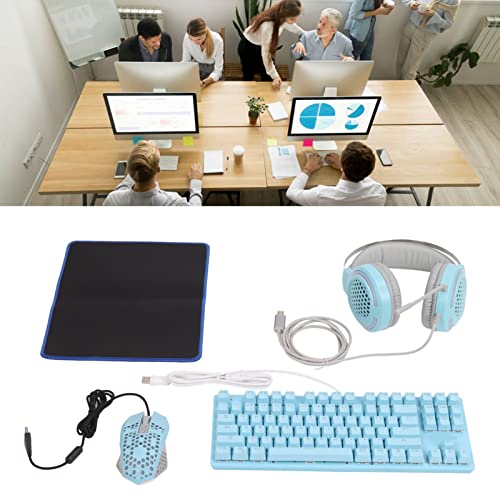 RGB-Beleuchtung, Mechanische Gaming-Tastatur, Maus, 7.1, USB-Headset, Leichtes, Komfortables Spielset für Gaming-Enthusiasten, ABS, Blau, 1 Set Bild 4