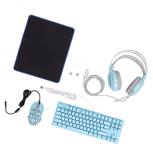 Computer-Gaming-Kit, Hohe Empfindlichkeit, RGB-Beleuchtung, Mechanische Tastatur, Maus, Headset für Desktop-Notebook-Computer, ABS, Blau, 1 Set Bild 1