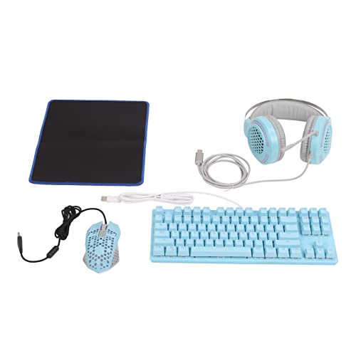 Computer-Gaming-Kit, Hohe Empfindlichkeit, RGB-Beleuchtung, Mechanische Tastatur, Maus, Headset für Desktop-Notebook-Computer, ABS, Blau, 1 Set Bild 5