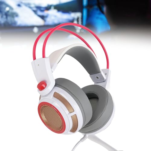 Bewinner 7.1-Surround-Sound-Gaming-Headset mit Vibration und LED-Leuchten, Kabelgebundene USB-Kopfhörer mit Geräuschunterdrückendem Mikrofon, Adaptiver Kopfbügel für PC, Series X/S Bild 2