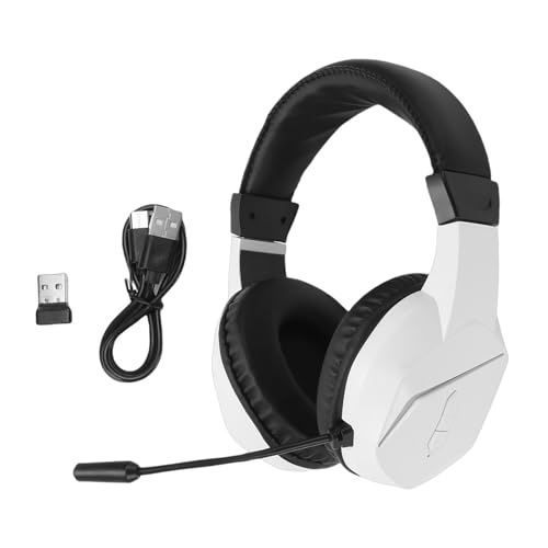 Bewinner Kabelloses Gaming-Headset mit 2,4 G und Bluetooth 5.4, 40 Stunden Spielzeit, AI-Mikrofon mit Geräuschunterdrückung, RGB-Lichtern, für PC, Mobilgerät, Weiß (White) Bild 5