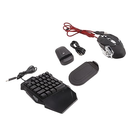 Bewinner Einhändige RGB-Gaming-Tastatur und -Maus-Kombination, 35-Tasten-Tastatur und 6-Tasten-Maus mit USB-Konverter und Halterung für PUBG PC Mobile Gaming Bild 3