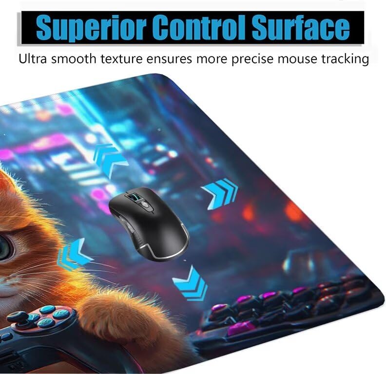 Schreibtischunterlage Katze Mauspad XXL 150x80cm Mousepad Tiere Gaming Mauspad mit Nicht rutschender Unterlage, Vernähte Kanten WassXerdicht Anti-Rutsch Maus Pad für Laptop, Office Geschenke F0-1193 Bild 5