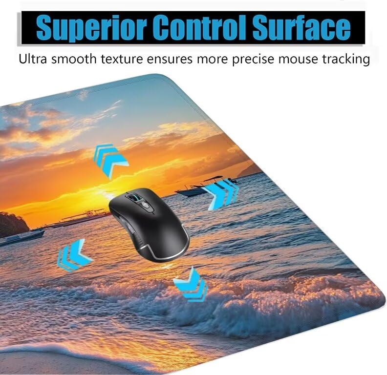 Schreibtischunterlage Strand Mauspad XXL 150x80cm Mousepad Landschaft Gaming Mauspad mit Nicht rutschender Unterlage, Vernähte Kanten WassXerdicht Anti-Rutsch Maus Pad für PC, MacBook, Laptop F0-1196 Bild 5