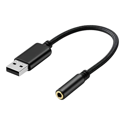 USB Soundkarte Extern, USB auf 3.5mm Adapter TRRS Klinkenbuchse CTIA Stereo Audio Konverter mit Mikrofon Unterstützung Plug & Play für PC Laptop Notebook Headset Gaming Streaming Homeoffice Schwarz Bild 7