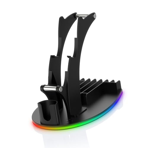 Game-Controller-Ständer, Kopfhörerhalter mit RGB-Licht, Praktischer Organizer für Gaming-Zubehör, ABS-Material (Black) Bild 1