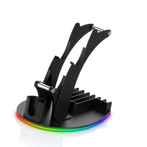 Game-Controller-Ständer, Kopfhörerhalter mit RGB-Licht, Praktischer Organizer für Gaming-Zubehör, ABS-Material (Black) Bild 2