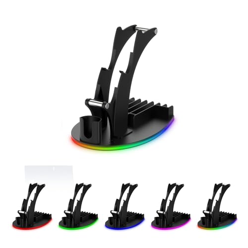 Game-Controller-Ständer, Kopfhörerhalter mit RGB-Licht, Praktischer Organizer für Gaming-Zubehör, ABS-Material (Black) Bild 3
