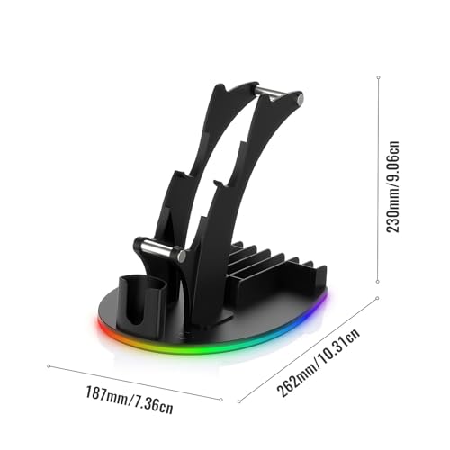 Game-Controller-Ständer, Kopfhörerhalter mit RGB-Licht, Praktischer Organizer für Gaming-Zubehör, ABS-Material (Black) Bild 6