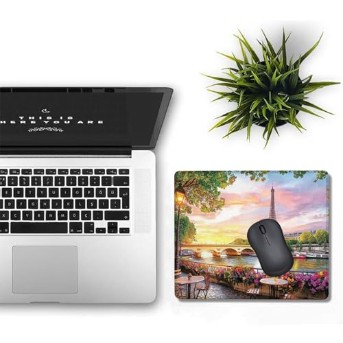 Gaming Mauspad klein 20x15x0.3cm, Mousepad Paris Mouse Pad Landschaft Desk Mat, Vernähte Kanten Wasserdicht und Rutschfester Mini Mauspad Gaming für Kabellose Maus Laptops, Büro, Reisen H0-472 Bild 2