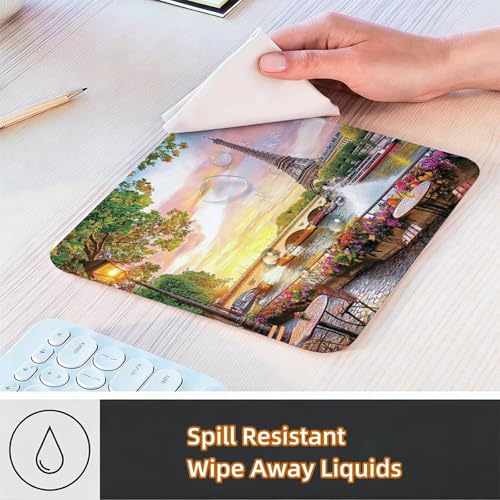 Gaming Mauspad klein 20x15x0.3cm, Mousepad Paris Mouse Pad Landschaft Desk Mat, Vernähte Kanten Wasserdicht und Rutschfester Mini Mauspad Gaming für Kabellose Maus Laptops, Büro, Reisen H0-472 Bild 4