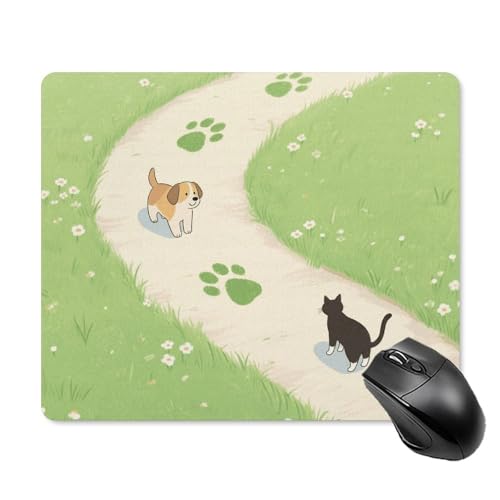 Gaming Mauspad Hunde- Und Katzenpfotenabdrücke Office Mauspad Tragbar Waschbar Klein Mousepad, Für Zuhause, Büro, Kabellose Maus, 25x30cm Bild 1