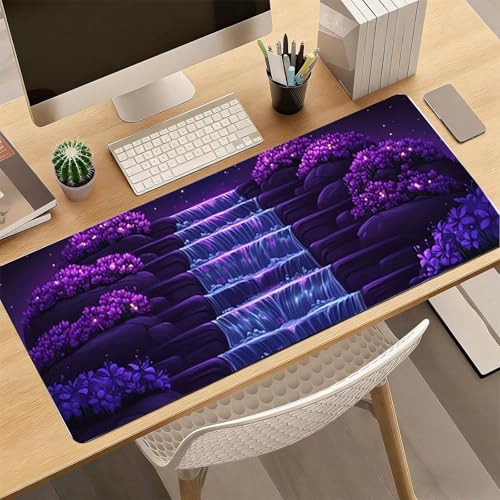 Gaming Mauspad, 100x200cmx3mm GroßEs Mousepad,wasserdichte Gewebe, Rutschfester Gummiunterseite, BüRobedarf, Verbesserte PräZision Und Geschwindigkeit, Nachtblick Wasserfall JX2B-769 Bild 4
