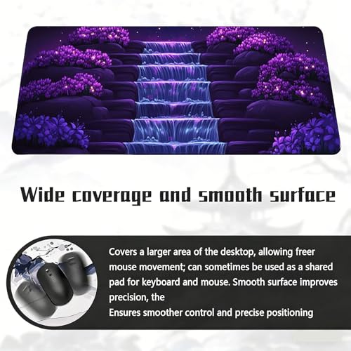 Gaming Mauspad, 100x200cmx3mm GroßEs Mousepad,wasserdichte Gewebe, Rutschfester Gummiunterseite, BüRobedarf, Verbesserte PräZision Und Geschwindigkeit, Nachtblick Wasserfall JX2B-769 Bild 6