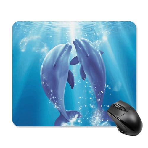 Gaming Mauspad Delfin Verliebt Computer-Mauspad Waschbar Wasserdichte Klein Mousepad, Für Kabellose Maus, Arbeitsstudium, Büro, 25x30cm Bild 1
