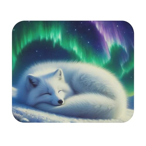 Gaming Mauspad Fox White Office Mauspad Vernähte Kanten Wasserdichte Schreibtischunterlage, Für Arbeitsstudium, Büro, Kabellose Maus, 25x30cm Bild 1