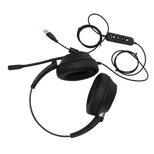 USB-Gaming-Headset mit Geräuschunterdrückung, Komfortabler PC-Kopfhörer mit Mikrofon für Heimbüros Bild 6