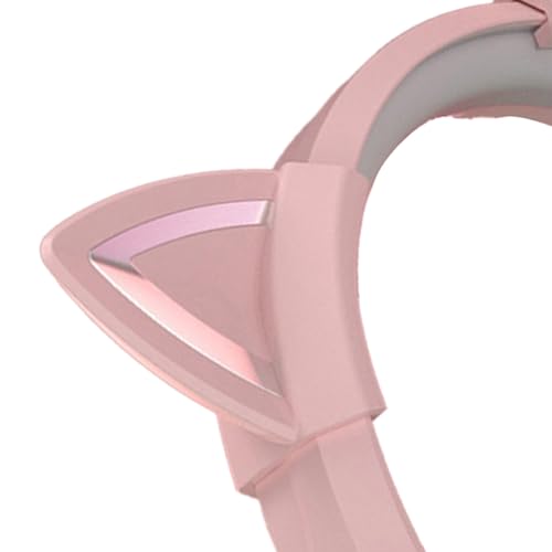 Gaming-Headset, Süßes Katzenohr, RGB, Verstellbares Kopfband, Kabelgebunden, Spielkopfhörer, Mikrofon, Mädchen-Stereo-Sound für Gaming, Material: ABS-Draht (Rosafarbene 7.1-Kanal-Version Bild 5