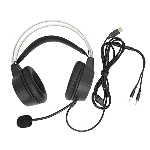 Gaming-Headset, Surround-Sound, RGB-Licht, Kabelgebunden, Over-Ear-Kopfhörer für PC, Professioneller Virtual-Surround-Sound-Omni-Mic-Gaming-Kopfhörer für Gamer, ABS + Kunstleder Bild 1