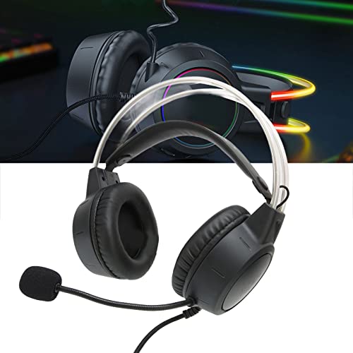 Gaming-Headset, Surround-Sound, RGB-Licht, Kabelgebunden, Over-Ear-Kopfhörer für PC, Professioneller Virtual-Surround-Sound-Omni-Mic-Gaming-Kopfhörer für Gamer, ABS + Kunstleder Bild 3