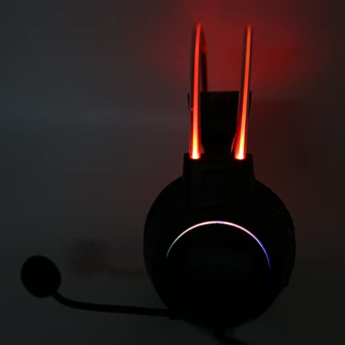 Gaming-Headset, Surround-Sound, RGB-Licht, Kabelgebunden, Over-Ear-Kopfhörer für PC, Professioneller Virtual-Surround-Sound-Omni-Mic-Gaming-Kopfhörer für Gamer, ABS + Kunstleder Bild 4