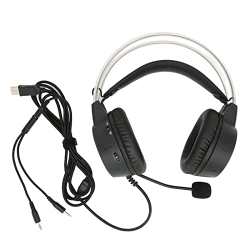 Gaming-Headset, Surround-Sound, RGB-Licht, Kabelgebunden, Over-Ear-Kopfhörer für PC, Professioneller Virtual-Surround-Sound-Omni-Mic-Gaming-Kopfhörer für Gamer, ABS + Kunstleder Bild 6