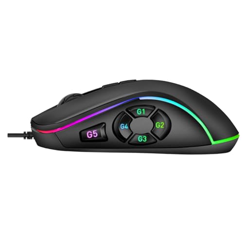 Kabelgebundene Gaming-Maus, Maus mit 10 Programmierbaren Tasten, mit 14 RGB-Lichteffekten und 6 Einstellbaren DPI 800–12800, Ergonomisches Design, Ideal für PC-Computerspiele Bild 6
