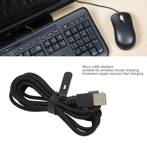 Bewinner Micro-USB-Ladekabel für Naga Pro & V2 Pro Gaming-Maus, 1,5 M Langes, Langlebiges, Geflochtenes Nylon-Ersatzkabel, Schnelles Aufladen für Basilisk und Mehr (Black) Bild 2