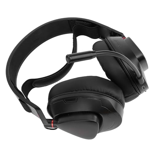 Bewinner PC-Gaming-Headset mit 2,4 G Wireless, Bluetooth, Kabel und, Mikrofon mit Geräuschunterdrückung, Over-Ear-Kopfhörer für PC, Laptop, Switch (Schwarz Rot) Bild 4
