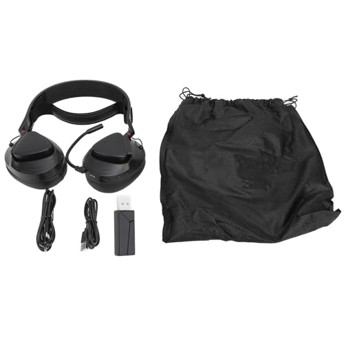 Bewinner PC-Gaming-Headset mit 2,4 G Wireless, Bluetooth, Kabel und, Mikrofon mit Geräuschunterdrückung, Over-Ear-Kopfhörer für PC, Laptop, Switch (Schwarz Rot) Bild 6