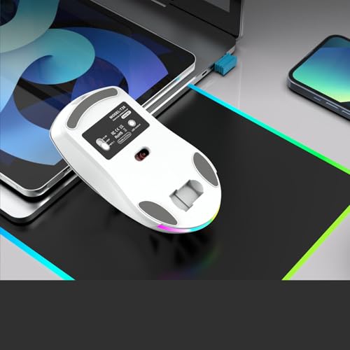 Bewinner Kabellose Gaming-Maus, Dual-Modus 2,4 G und Bluetooth 5.1, 4800 DPI Einstellbar, RGB-Hintergrundbeleuchtung, Ergonomische PC-Maus für Laptop-Computer, Wiederaufladbar mit 7 Programmierbaren Bild 3