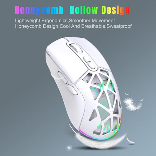 Bewinner Kabellose Gaming-Maus, Dual-Modus 2,4 G und Bluetooth 5.1, 4800 DPI Einstellbar, RGB-Hintergrundbeleuchtung, Ergonomische PC-Maus für Laptop-Computer, Wiederaufladbar mit 7 Programmierbaren Bild 4