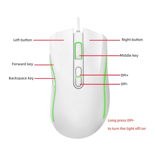 Bewinner Ergonomische Kabelgebundene Gaming-Maus, 3200 DPI Verstellbare Optische USB-Computermaus mit 7 Tasten und Bunter Hintergrundbeleuchtung für Profi-Gamer Bild 3